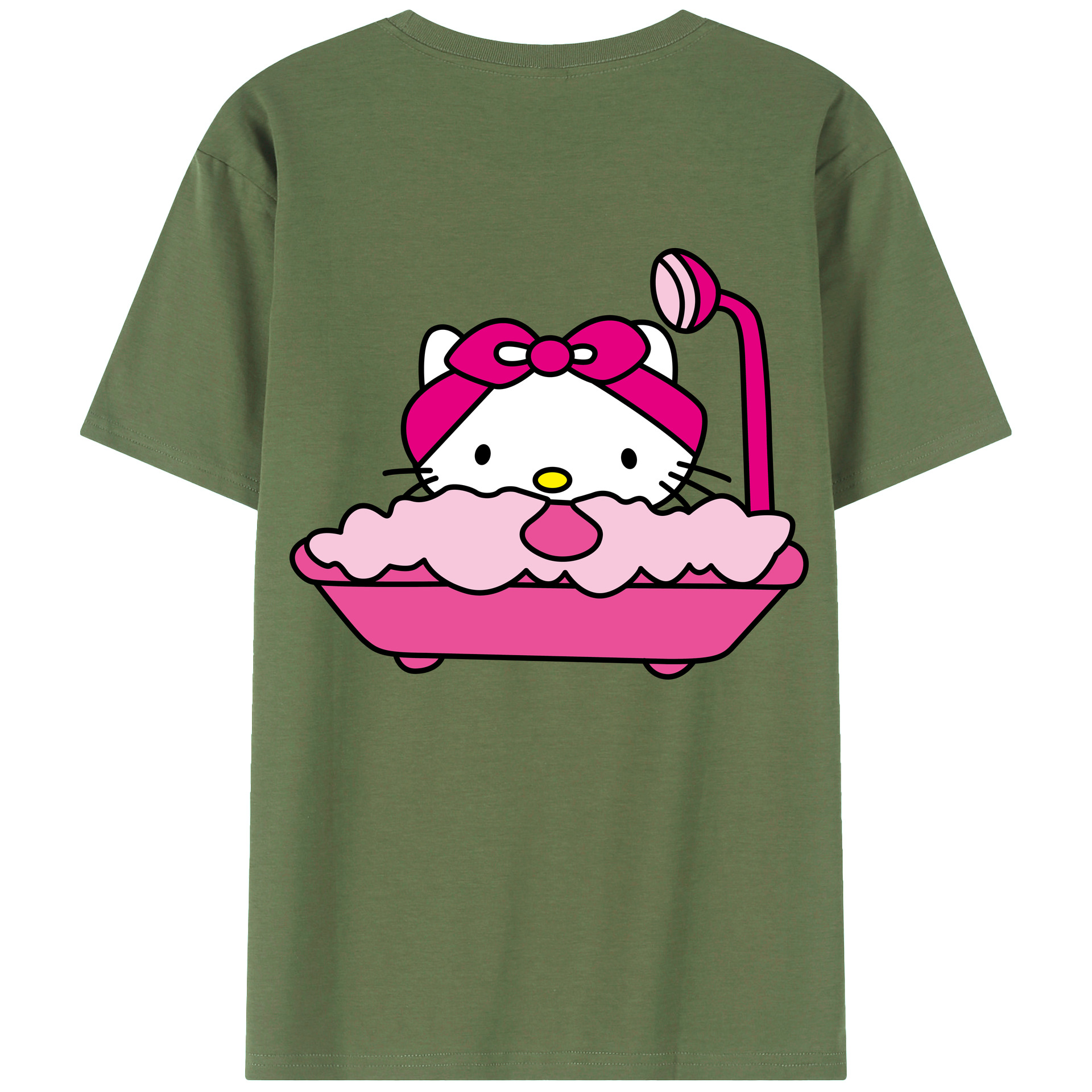 （画像用） Hello Kitty ハローキティ 綿100％ メンズ半袖Tシャツ（バックプリント） 通気性